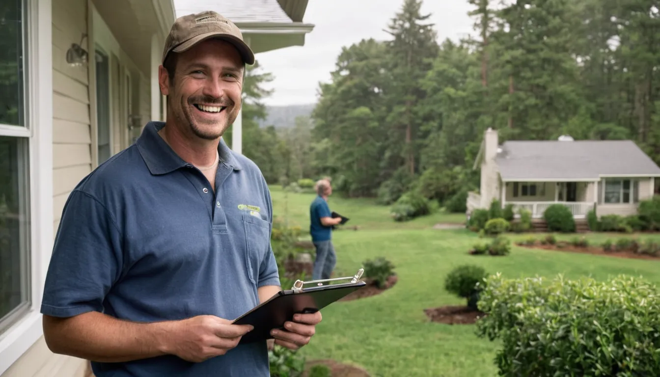 A homeowner reviewing a written tree quote with a local provider